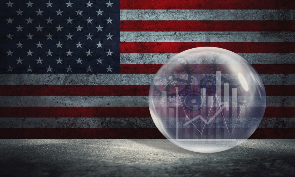 Data bubble in front of US flag